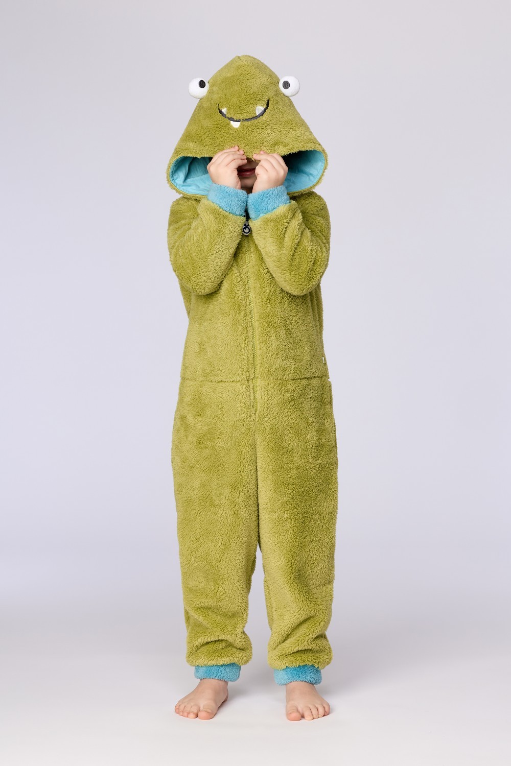 Groene onesie van zachte teddystof