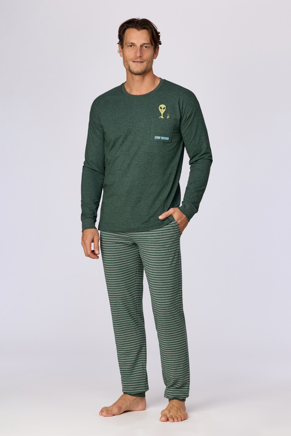 Groene pyjama van katoen