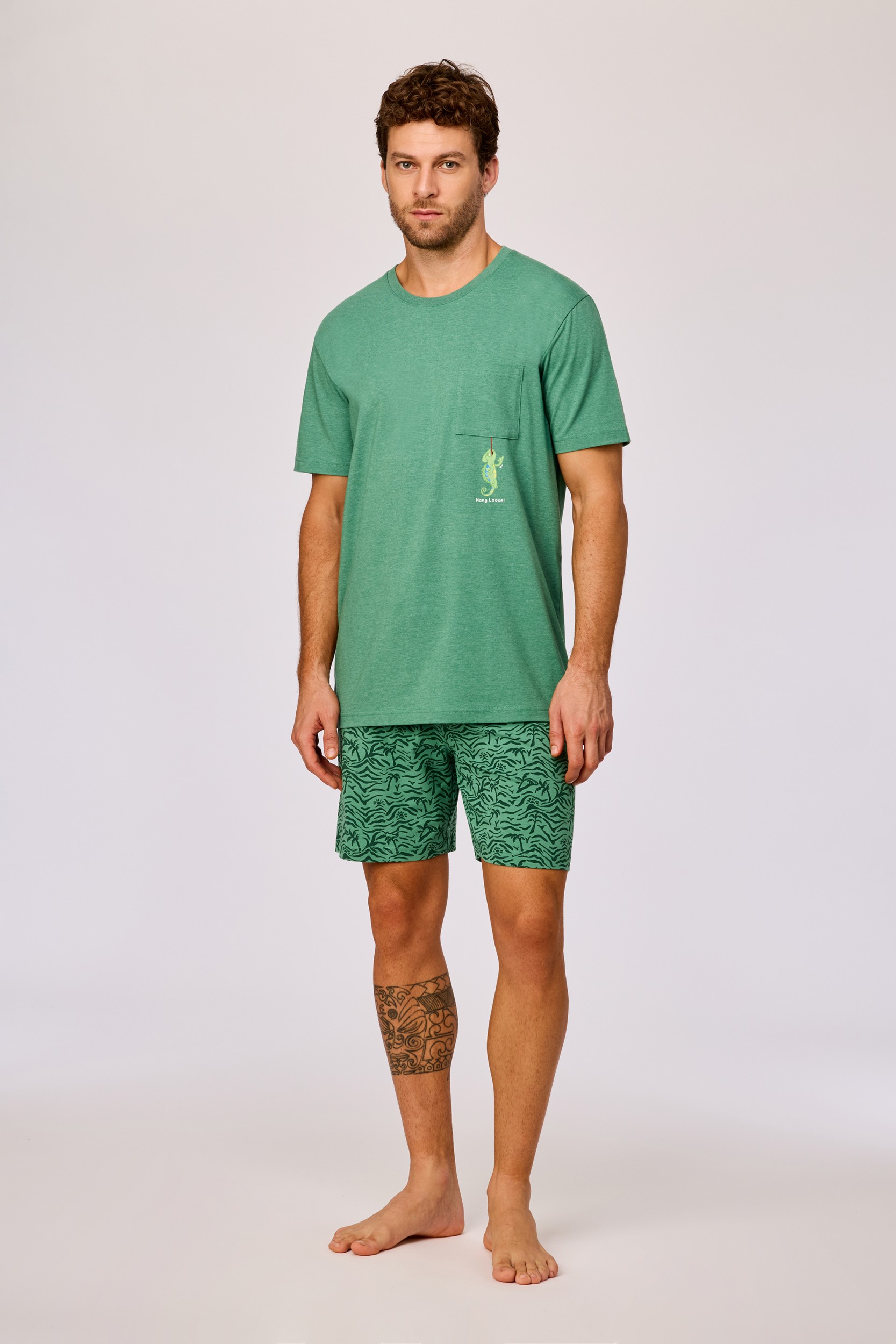 Groene pyjama van soepel katoen