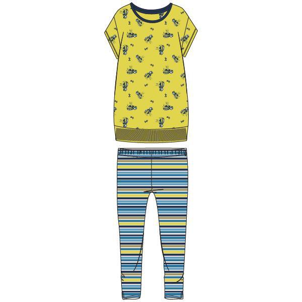 Woody Meisjes-Dames pyjama, geel all-over print | de Folie