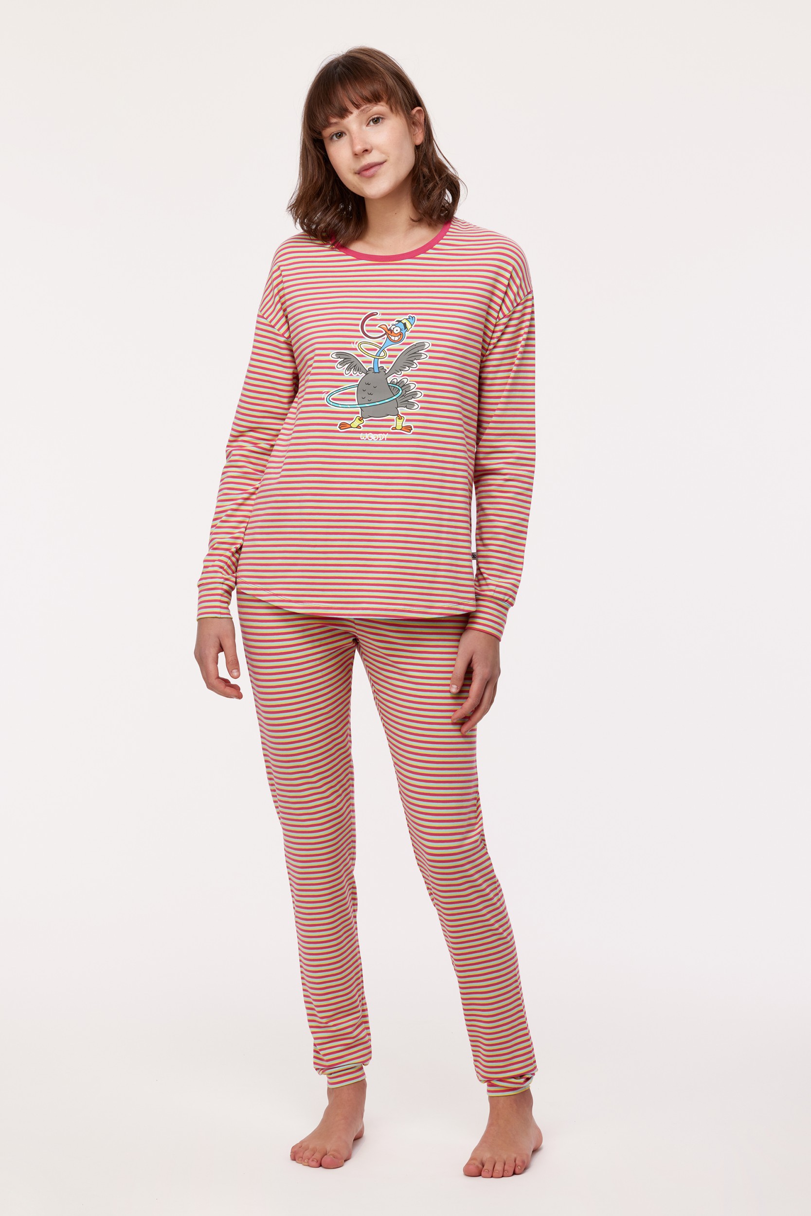 Woody Meisjes Dames Pyjama Multicolor Streep Nuit De Folie