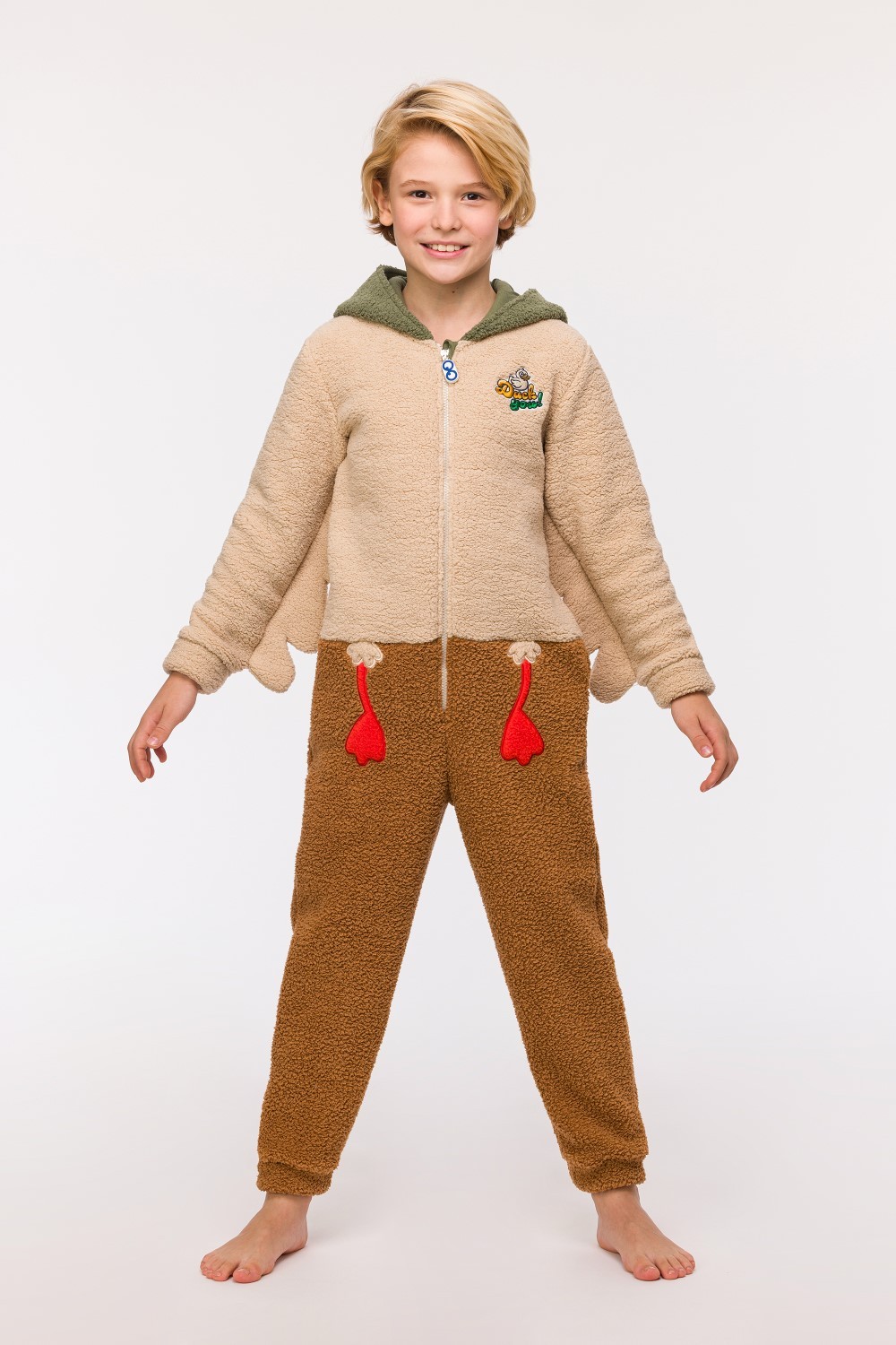 Onesie eend van teddy fleece