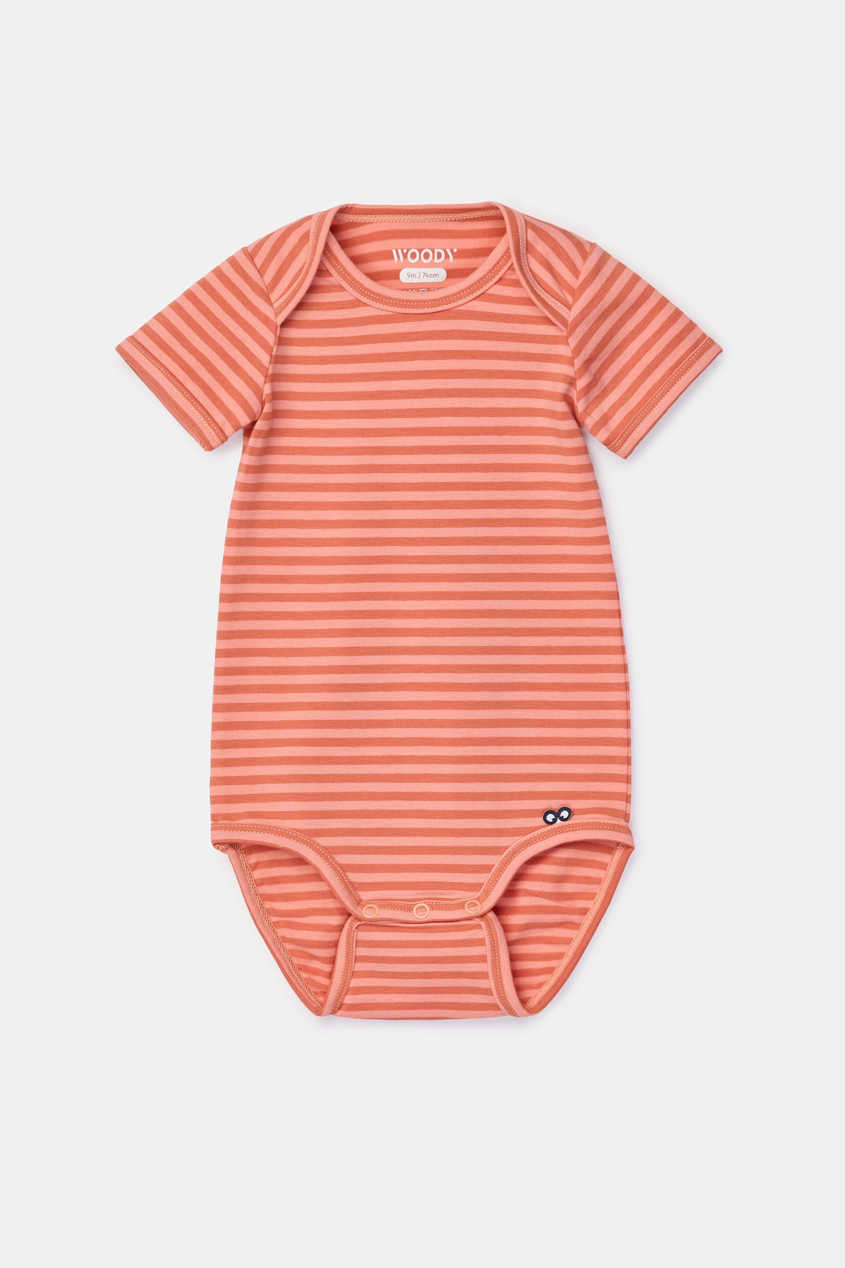 Oranje gestreepte body met korte mouwen van soepel katoen