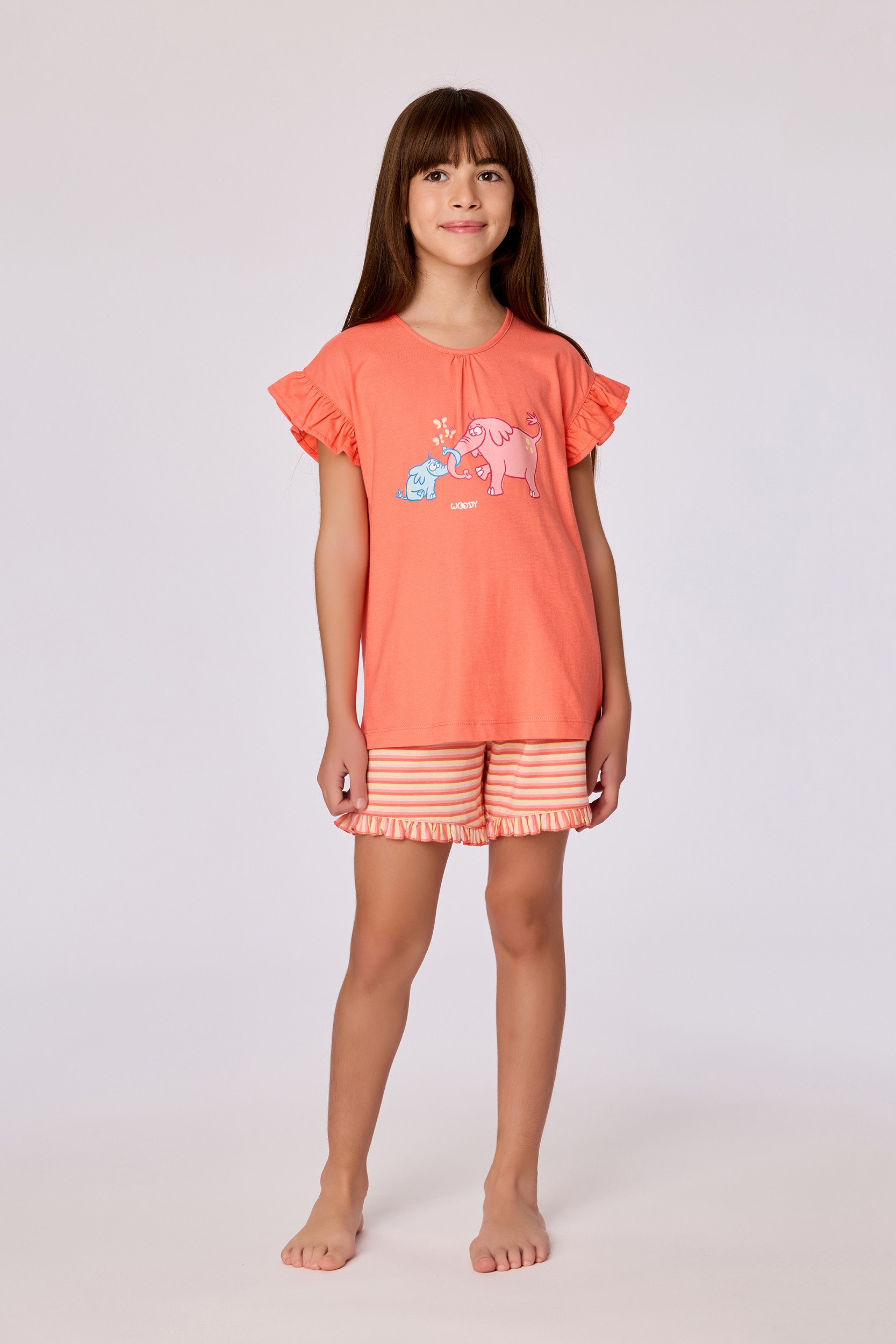 Oranje gestreepte pyjama van soepel katoen