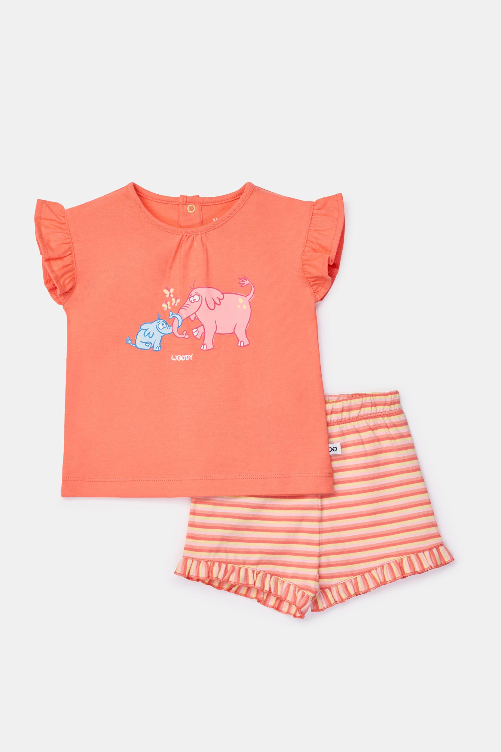 Oranje gestreepte pyjama van soepel katoen