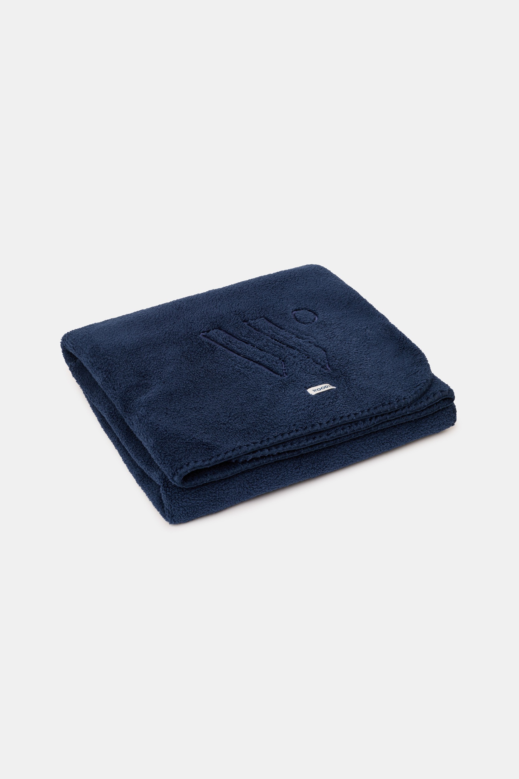 Donkerblauw plaid van zachte teddystof