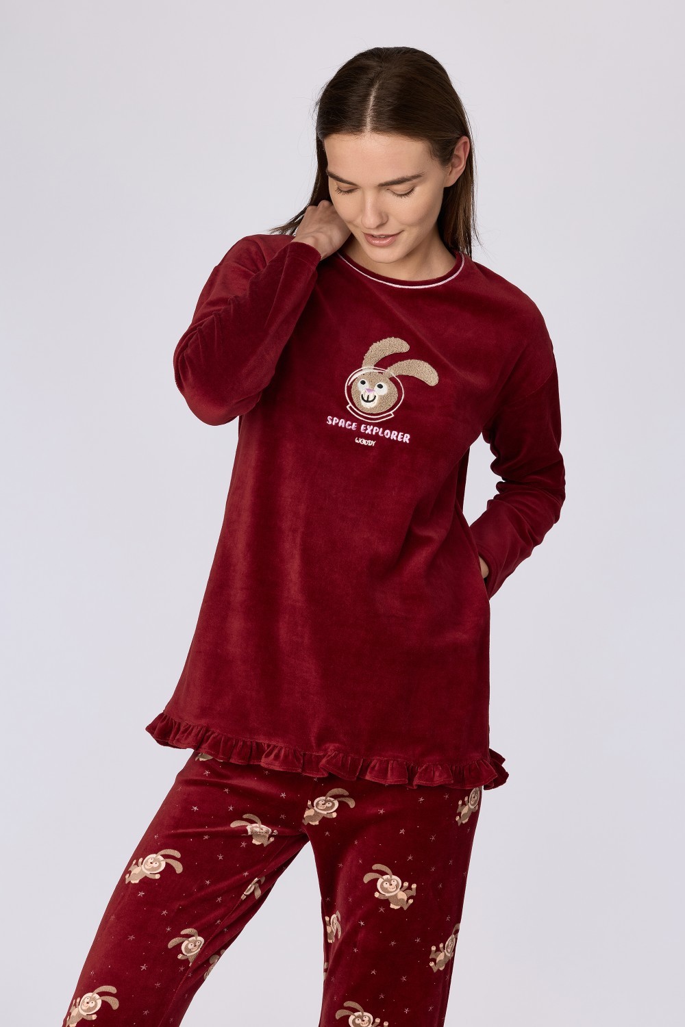 Rode pyjama van velours