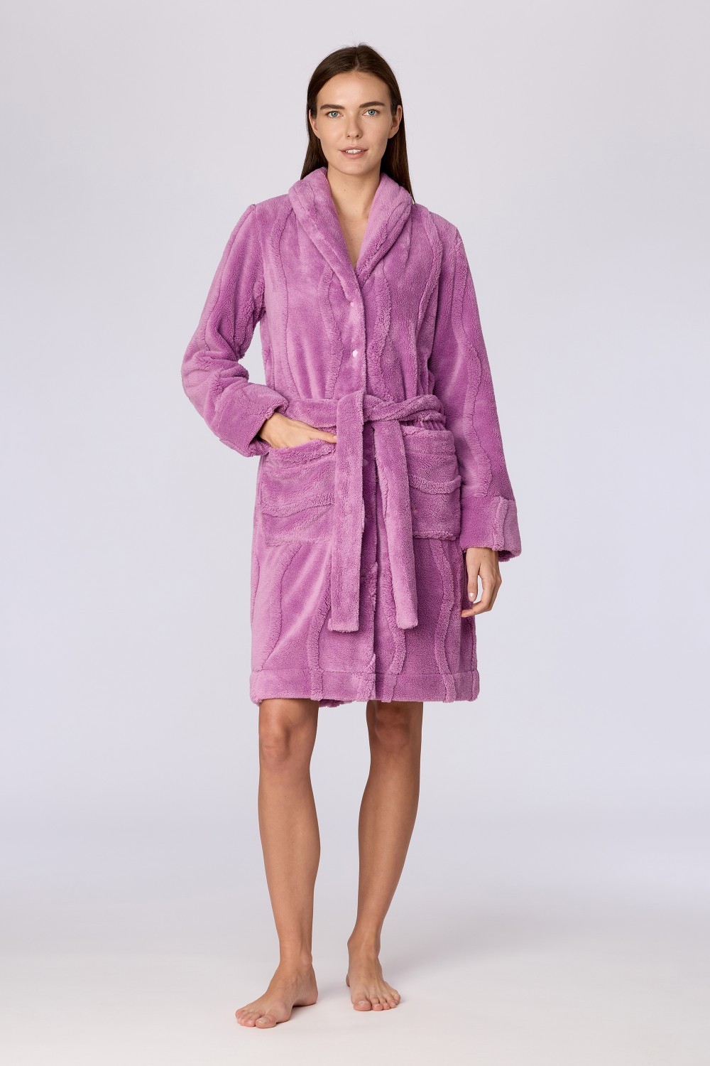 Roze badjas van fleece