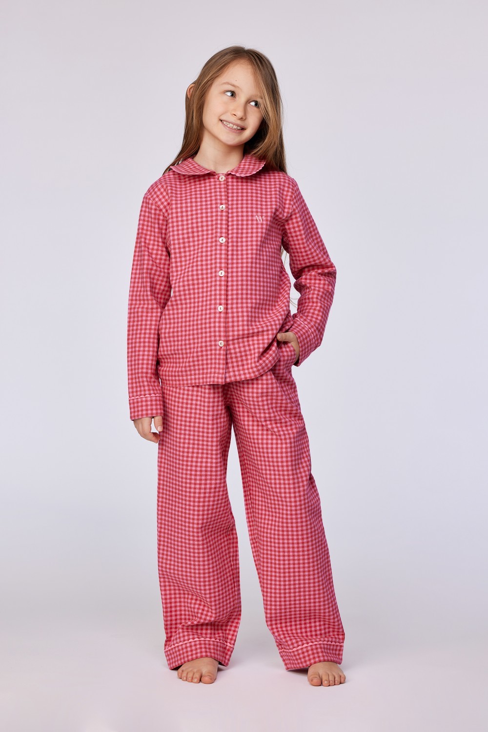 Roze geruite pyjama