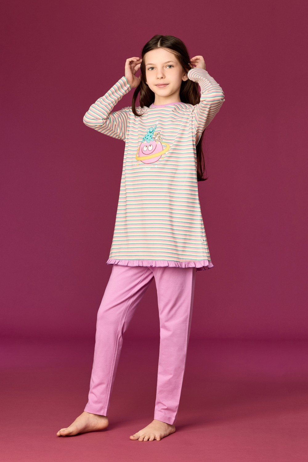 Roze pyjama van soepel katoen