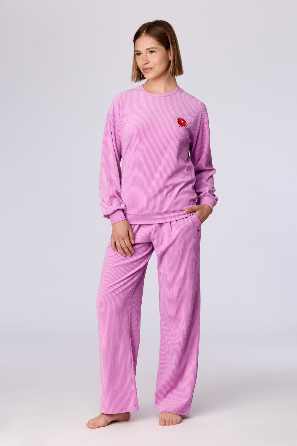 Roze pyjama van velours