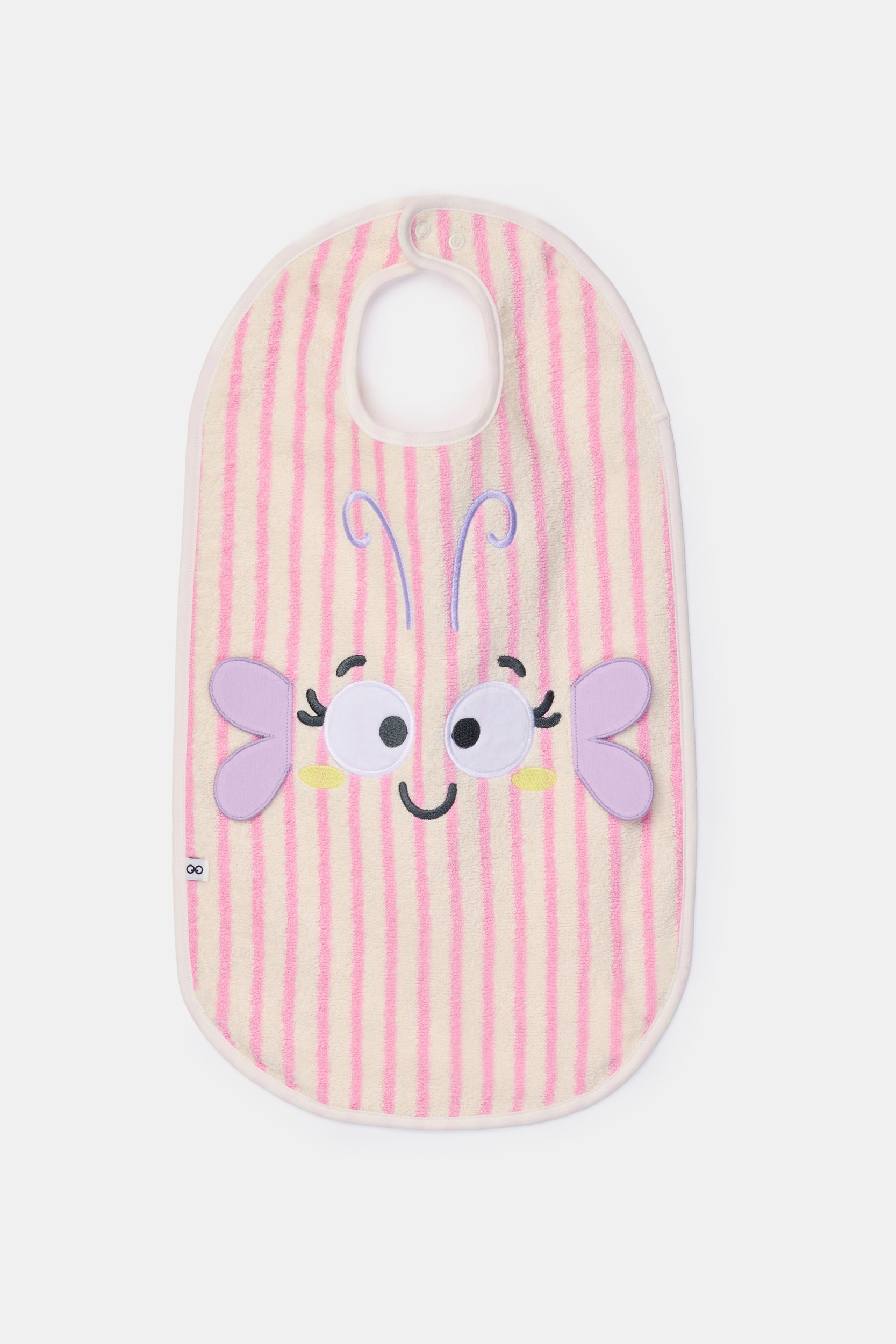 Roze-wit gestreept slabbetje van badstof