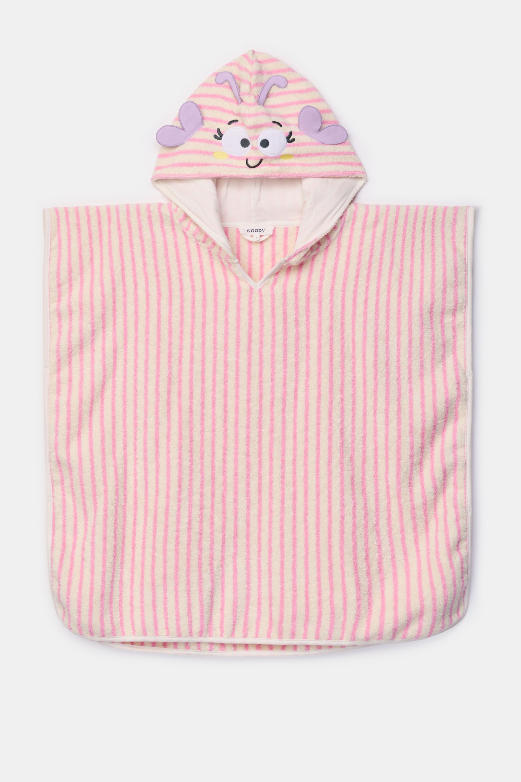 Roze-wit gestreepte poncho van badstof