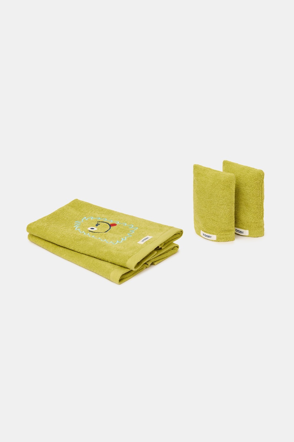 Set van 2 groene handdoeken en 2 washandjes