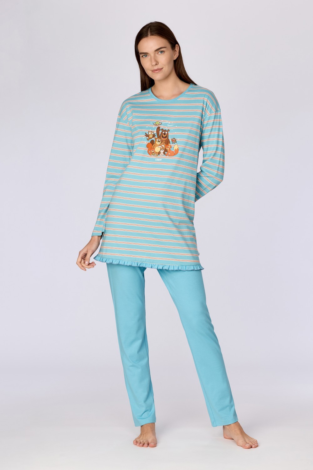 Turquoise pyjama van soepel katoen