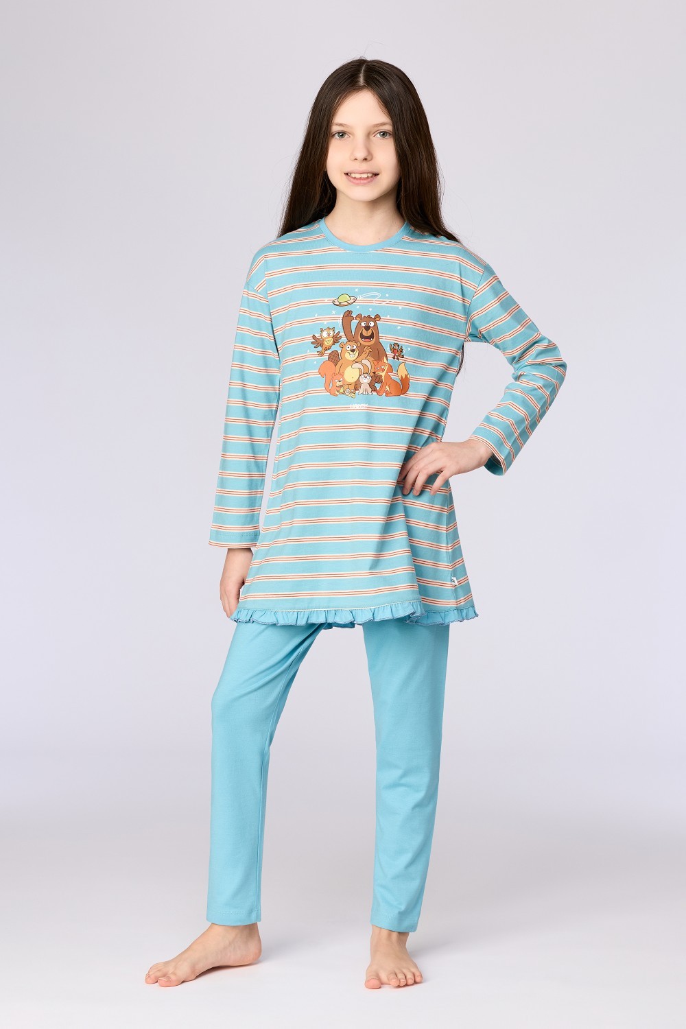 Turquoise pyjama van soepel katoen