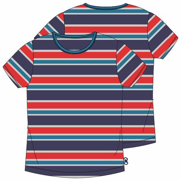 Woody Unisex t-shirt, rood-blauw gestreept | Nuit