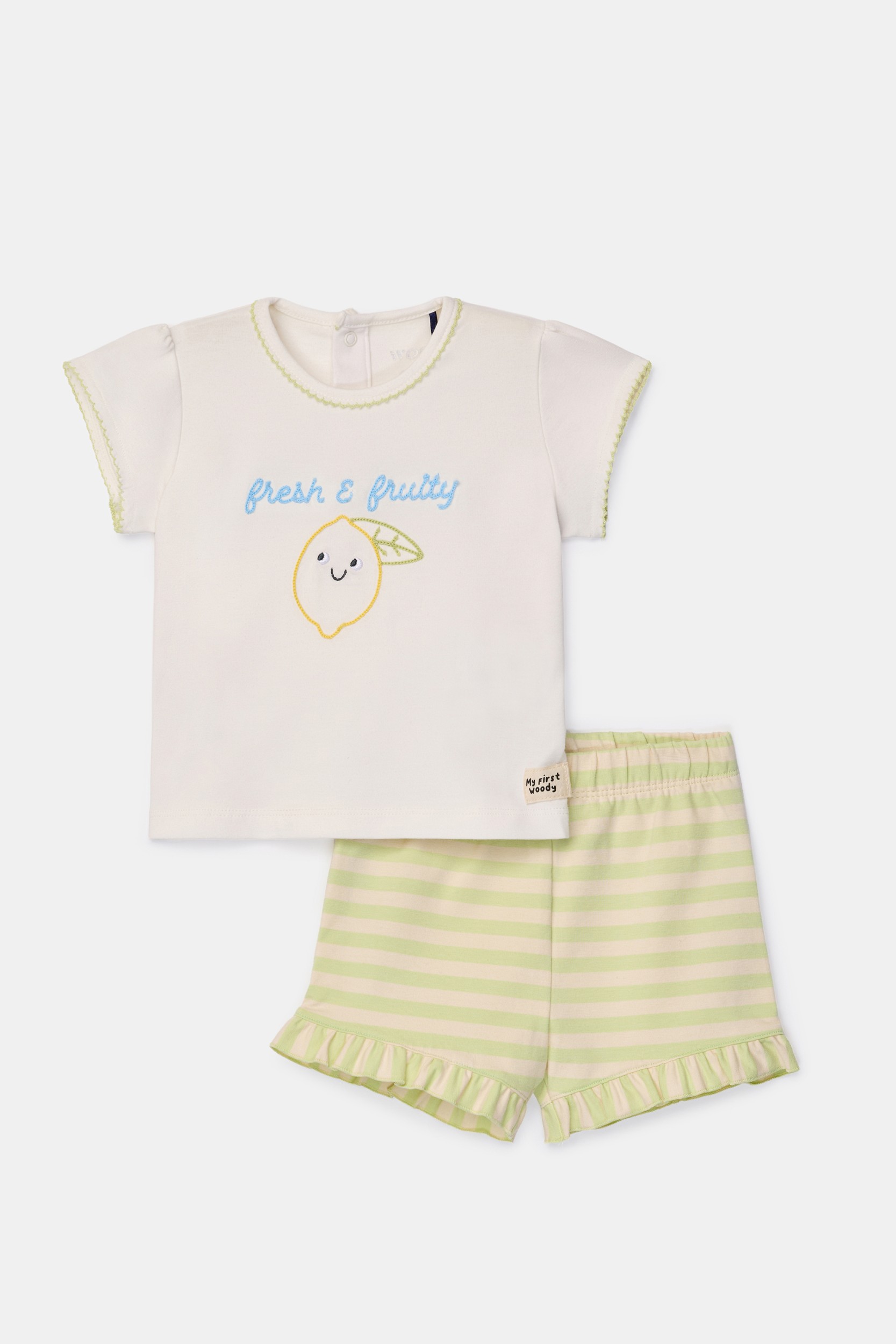 Wit-groene pyjama van soepel katoen